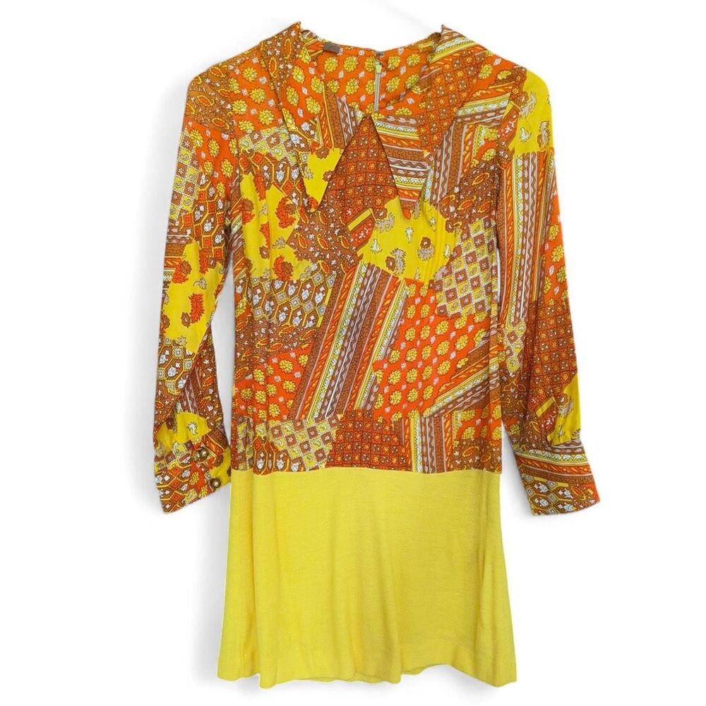 Vintage 70s multicolored mod dress size 5 fit XS